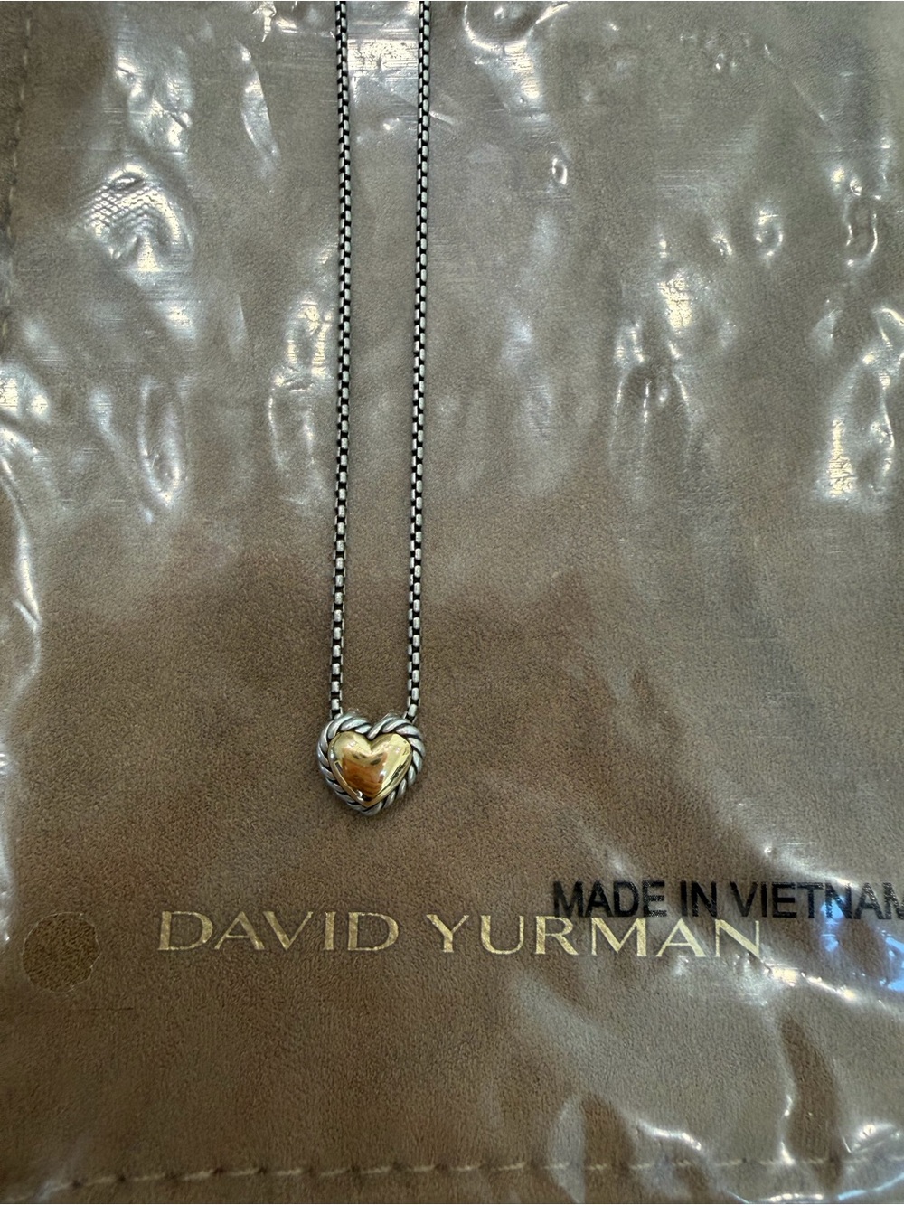 David Yurman Cable Cookie Classic Heart Necklace with 18K Yellow Gold